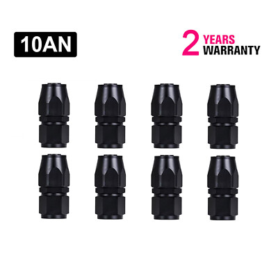 8Pcs 10AN Straight Swivel Hose End Fitting For CPE Oil Fuel Line Aluminum Black