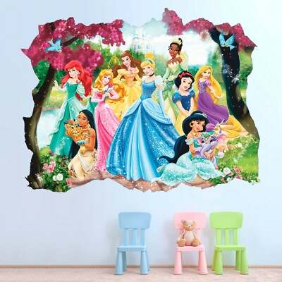 #ad Princesses 3D Wall Decal Princess Wall Sticker Decor for Girls $73.25