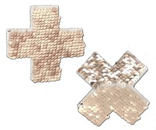 PASTEASE brand Pasties Plus X Sequined Pasties, Light Colors Buy 2 Get 1 Free