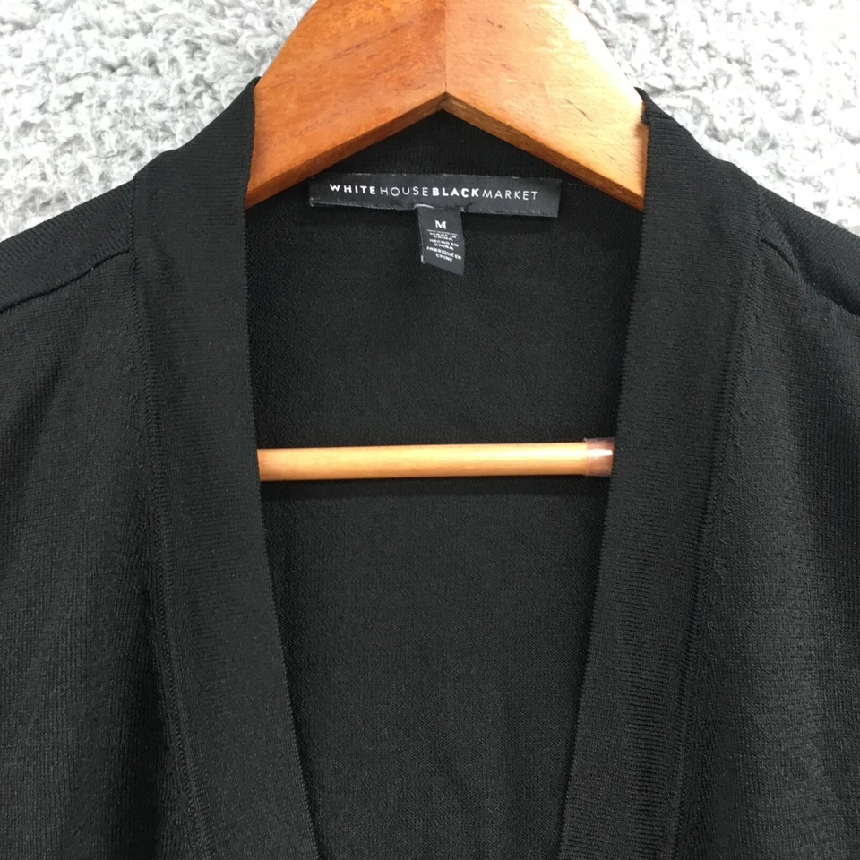 Cárdigan corto White House Black Market para mujer M negro liso mangas largas informal Foto 3 de 4