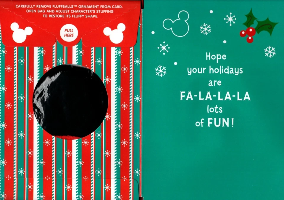 Merry Christmas Disney Mickey Mouse Itty Bittys Fluffballs Toy Hallmark Card - Image 2 of 3