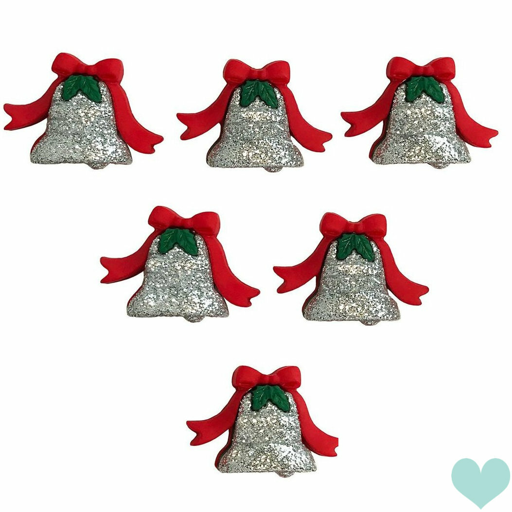 Buttons Galore Glitter Silver Bells 4828 - Snowflakes Christmas Dress It Up