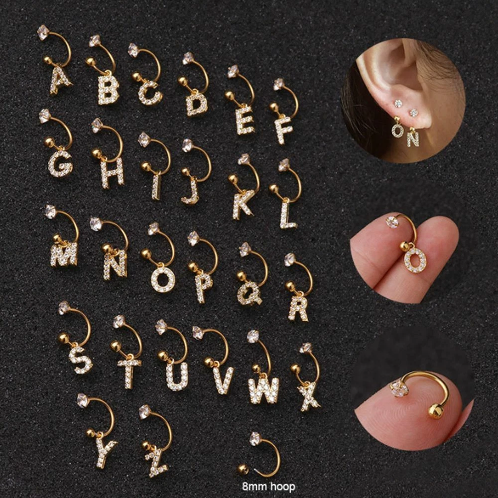 Pendant Helix Ear Cartilage Hoop Earrings 26 English Letter
