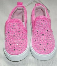 NEW Toddler Girls Pink Marl Print BLING Rhinestone Slip On Sneakers Shoes