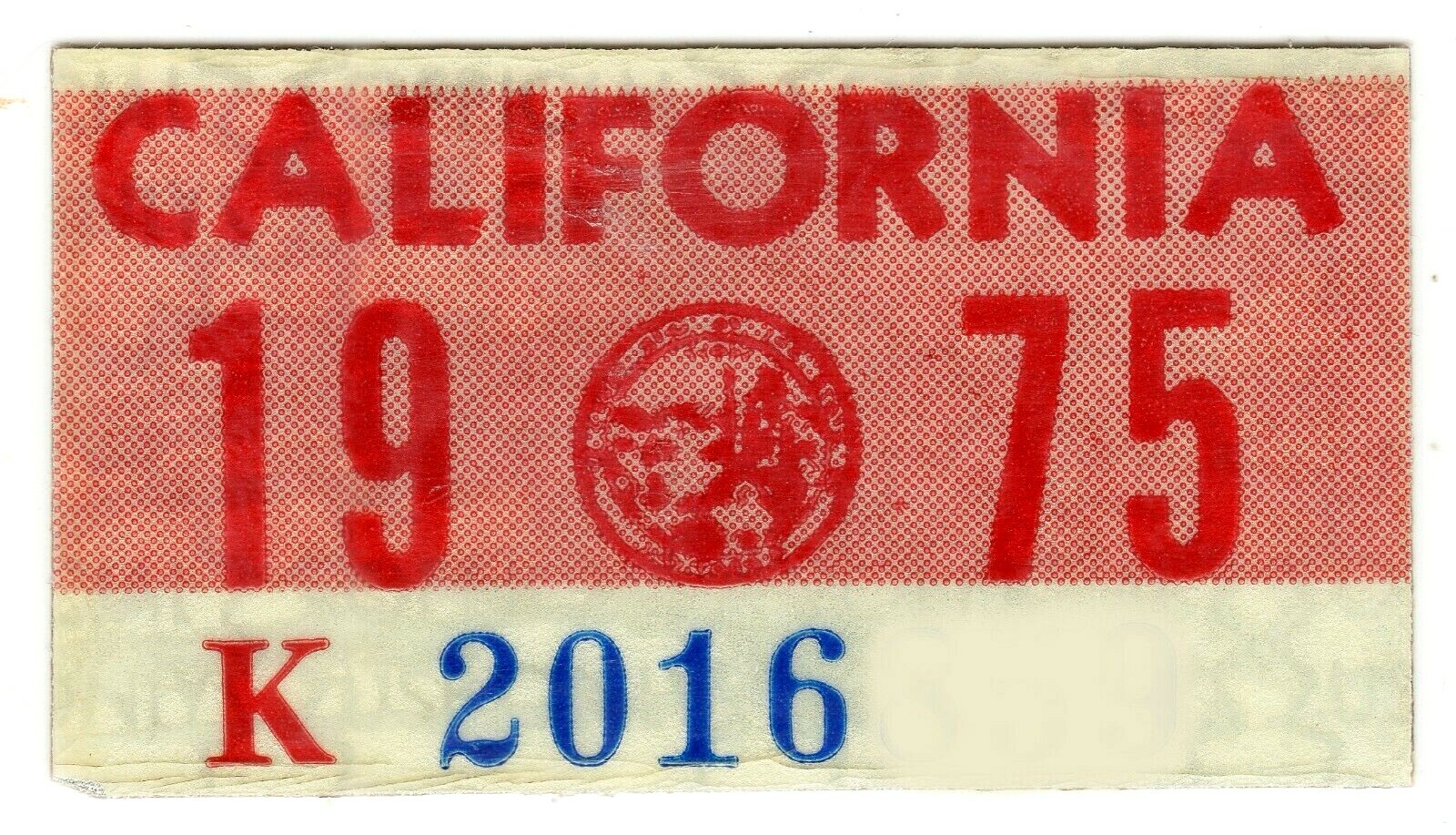 AUTHENTIC 1975 75 California License Plate Year Sticker TAG TAB DECAL