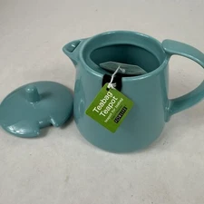 Single Teapot For Teabag 12oz Turquoise Ceramic Rest Retro MCM Style FORLIFE