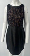 Elie Tahari black leather & lace sleeveless knee length dress nwt sz 10