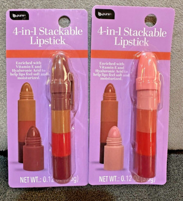B. Pure 4 In 1 Stackable Lipstick Multiple Shades Pop Sugar Dupe Travel New
