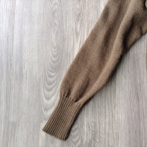 VINTAGE Military Pullover Herren S OD oliv trist Wolle Army 5-Knopf Henley gerippt - Bild 3 von 6