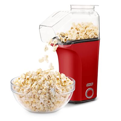 DASH Hot Air Popcorn Popper Maker with Measuring Cup to Portion Popping Red