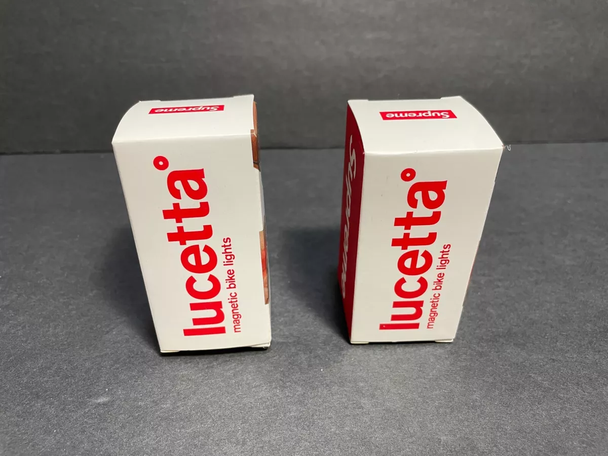 DS NEW FW18 SUPREME LUCETTA MAGNETIC BIKE LIGHTS RED BLACK SET OF 2 BOTH LOGO