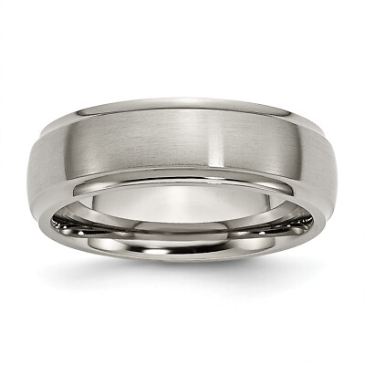 Chisel Titanium Brushed Center 7mm Ridged Edge Band TB37