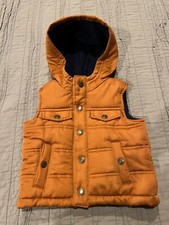 NWOT Boy's JANIE AND JACK Autumn Orange Hooded Puffer Vest Size 3-6 Months