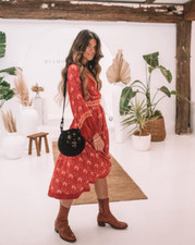 SPELL & The Gypsy Jewel Soiree Midi Dress Red Copper  Size S / AU 8 / US 4