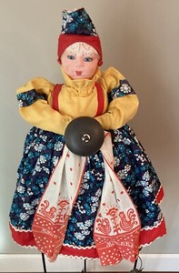 Vtg. 1980 USSR Mockba Folk Art Tea Cozy Doll Blonde Braid Ethnic Moscow Olympics