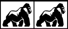 Gorilla - TWO Black Vinyl Graphic Decals Car Truck Windows Laptop Tablet
