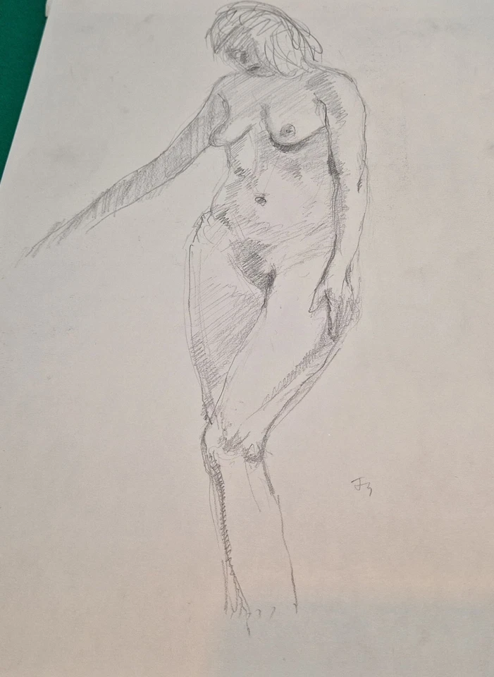 4 dibujos a lápiz y pastel de desnudos femeninos del estudio del artista Jack Gray #4 Foto 2 de 4