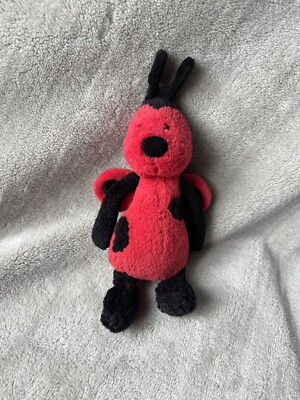 Jellycat kleiner frecher Marienkäfer Marienkäfer im Ruhestand rot schwarz weiches Plüschtier 8 Zoll
