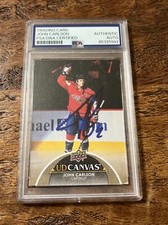 John Carlson IP Signed UD Canvas Card PSA DNA Coa Slab Capitals Autographed
