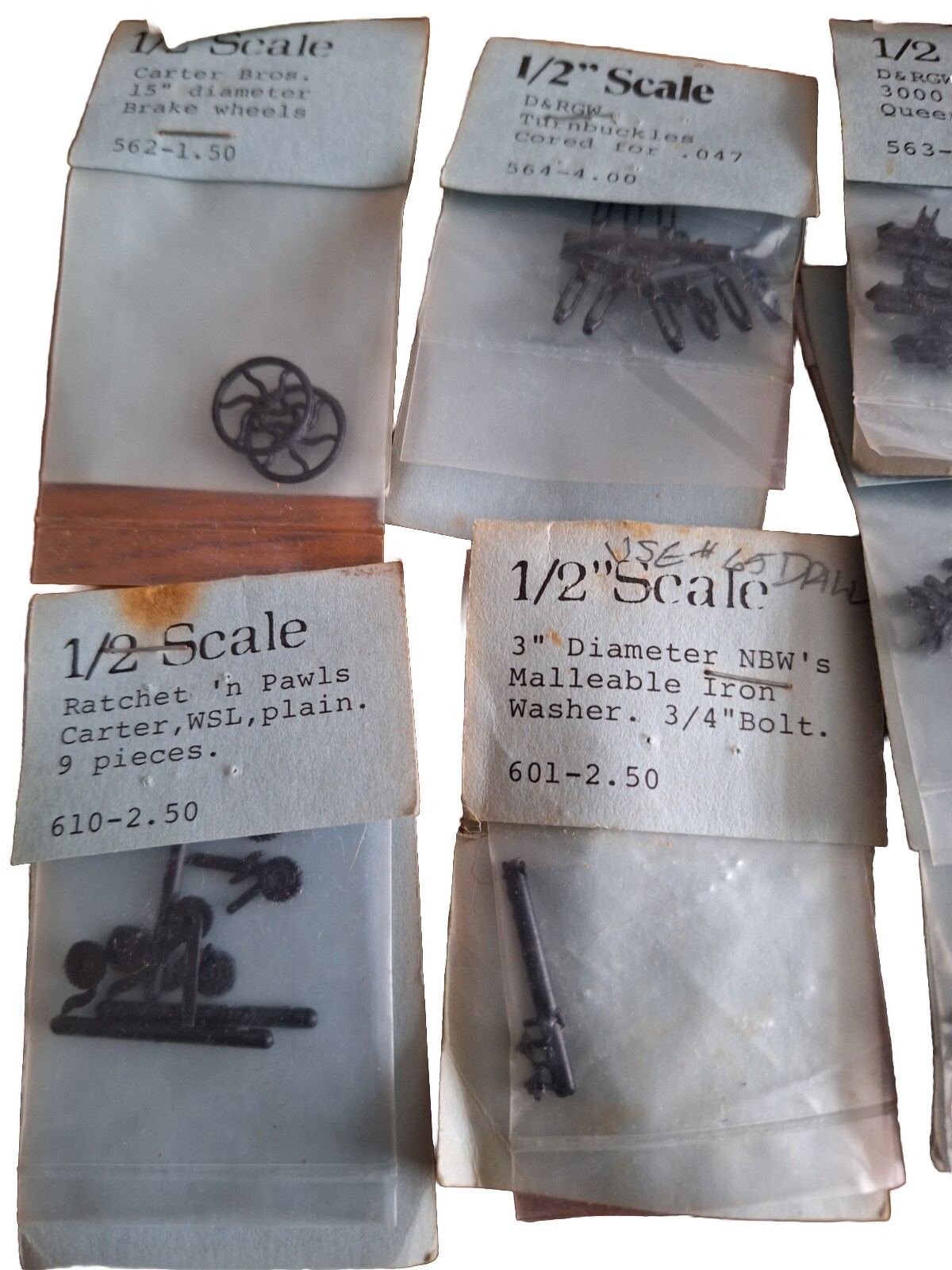 simpson grandt 1/2" g 1/24 scale model train detail parts for cars lot