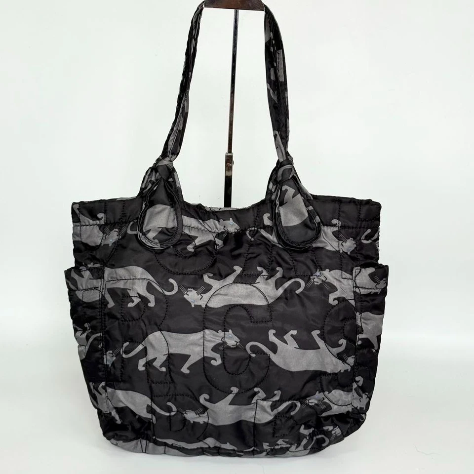 Bolso de Mano Marc by Marc Jacobs Patrón Leopardo Nylon Negro Gris Foto 3 de 4