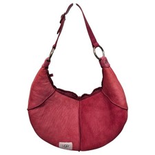 Borsa a tracolla UGG Australia rossa scamosciata shearling hobo bag mezzaluna ferramenta argento