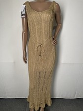 Marciano By Guess Womens Maxi Dress Gold Size 6 Lucky Lurex Net Metallic V Neck