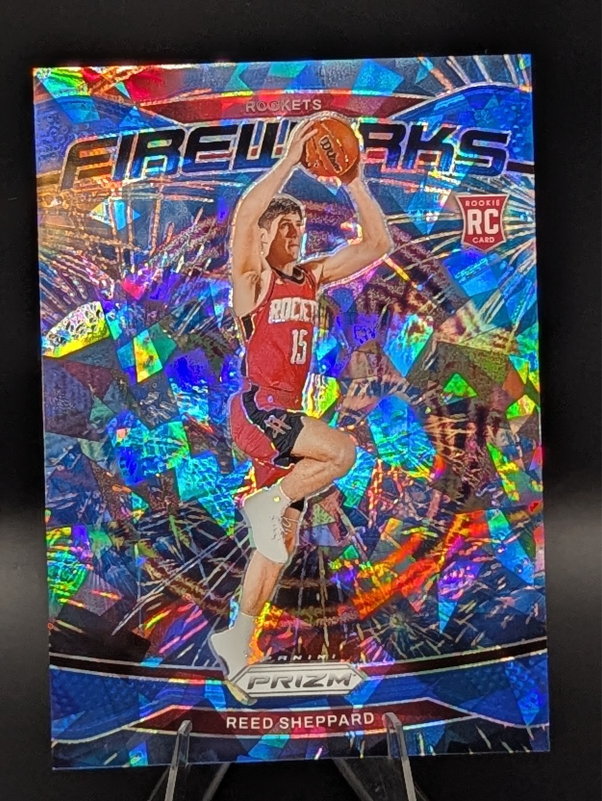 2024-25 Panini Prizm - Fireworks Reed Sheppard #15 Blue Ice Prizm /125 (RC)