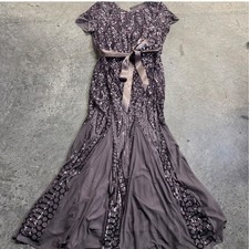 R M Richards Women's Mauve Purple Sequin Lace Evening Dress Wedding Sz 12