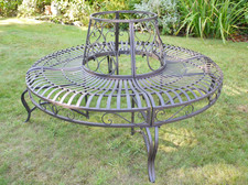 Fancy Ornate Classic Vintage Style Rustic Metal Circular Tree Seat Garden Bench