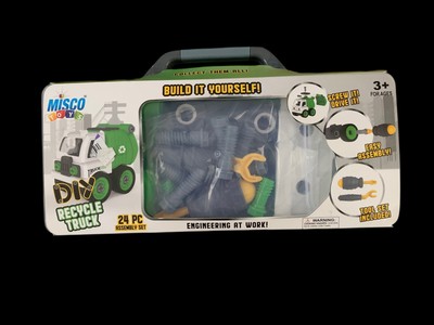 Misco DIY Recycle Truck Build It Yourself 24 PC Assembly Set Toy Tools Engines