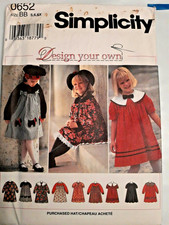 Simplicity 0652 652 Dress Sewing Pattern Girls 5 6 6X Cottagecore Modest UC