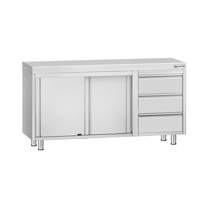 GGM Gastro Edelstahl Arbeitsschrank ECO - 1400x700mm - mit 3 Schubladen rechts