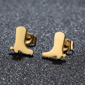 Authentic Cowgirl Western Cowboy Boot Stud Earrings Gold Plated