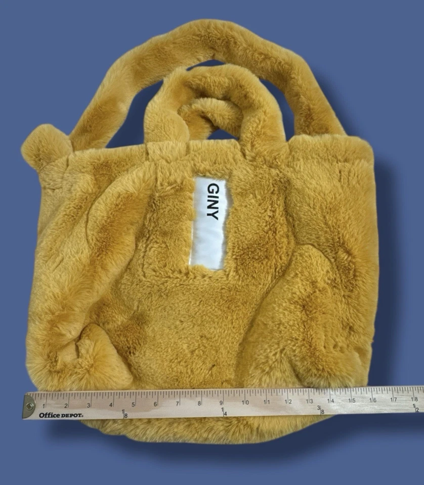 Bolso de Mano GINY Piel Sintética Oro Amarillo Flexible Cierre Magnético Suave Foto 4 de 4