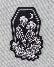 Skull Patch  Iron on Embroidered Patch 3 5/8 x 2 1/4 inch