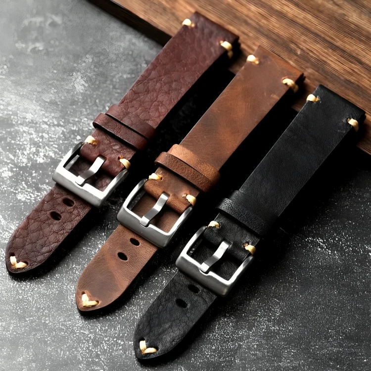 Handmade Vintage Genuine Leather Retro Style Watch Strap Band 18 19 20 21 22 MM