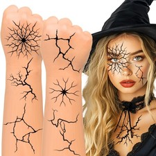 8 Sheets Halloween Cracked Skin Temporary Tattoos, Large Size Crack  Shatter E