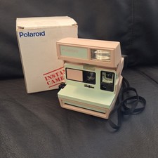  RARE Polaroid 600 Green Apple Ice Cream Swirl Instant Film Camera Flash Fix 