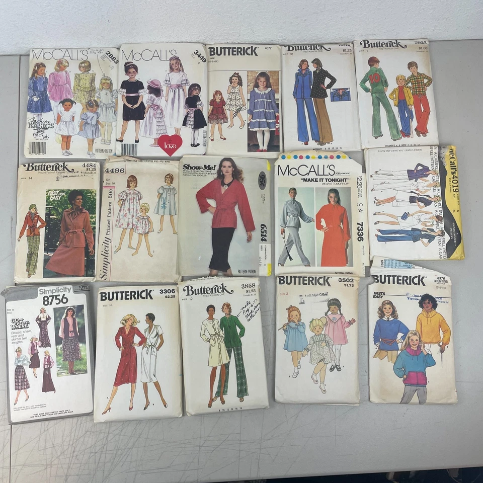 Sewing Pattern Lot Of 60 Kids Teens Adult Simplicity McCall Butterick Vogue 80s - Image 4 of 4