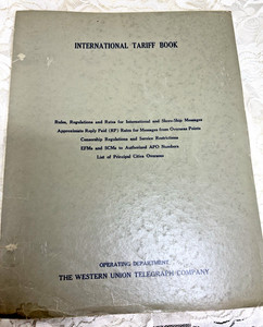 1958 Western Union Telegraph Company International Tariff Book-Complete