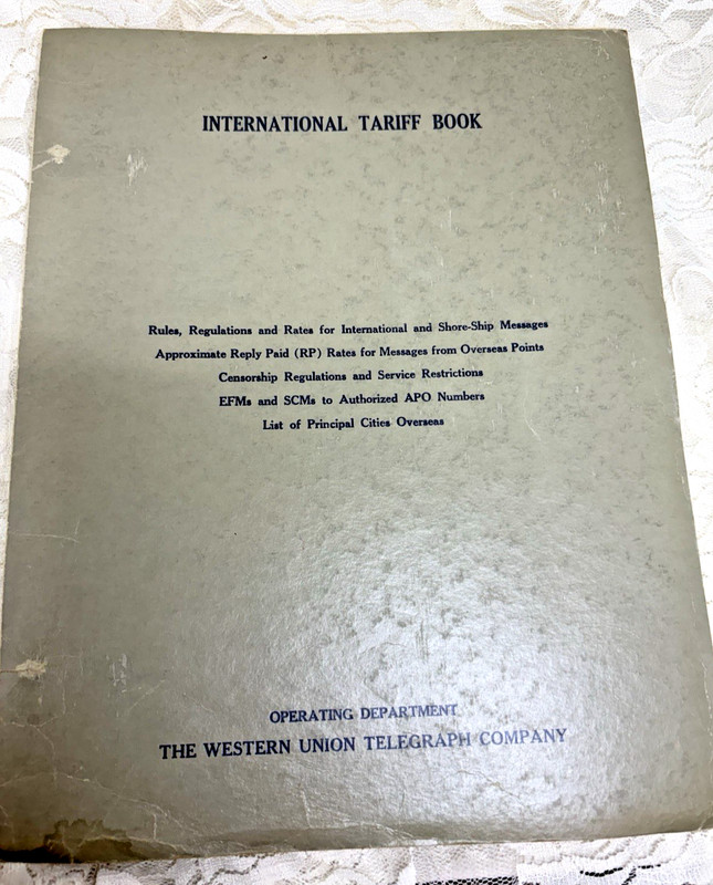1958 Western Union Telegraph Company International Tariff Book-Complete