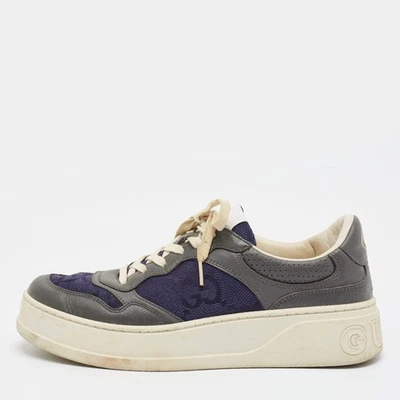 Baskets à lacets Gucci Chunky B taille 43 gris bleu marine en toile et cuir - Photo 1/4