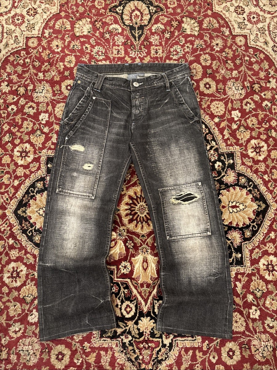 Armani Exchange Vintage Y2K Mens Bootcut/Flared Faded Distressed