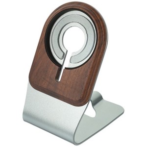1Pc Aluminum Alloy Wireless Charger Rack Wood Wireless Phone Charger (Silver)