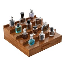 Cologne Organizer for Men,4 Tier Walnut Wood Cologne Stand,Cologne Shelf Disp...