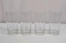 MCM Vintage Libby Windsor Scotch Glasses Highball Etched Glass Design Set Of 4