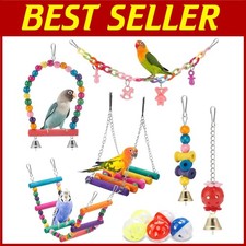 Colorful Bird Toy Set - Climbing Ladder, Bells, Hammock