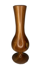 Beautiful Hand Turned Burl Wood Knotted Two Toned Bud Vase Pre Owned