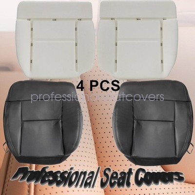 Driver+Passenger Bottom Leather Seat Cover Black & Foam For 2004 2005 Ford F150
